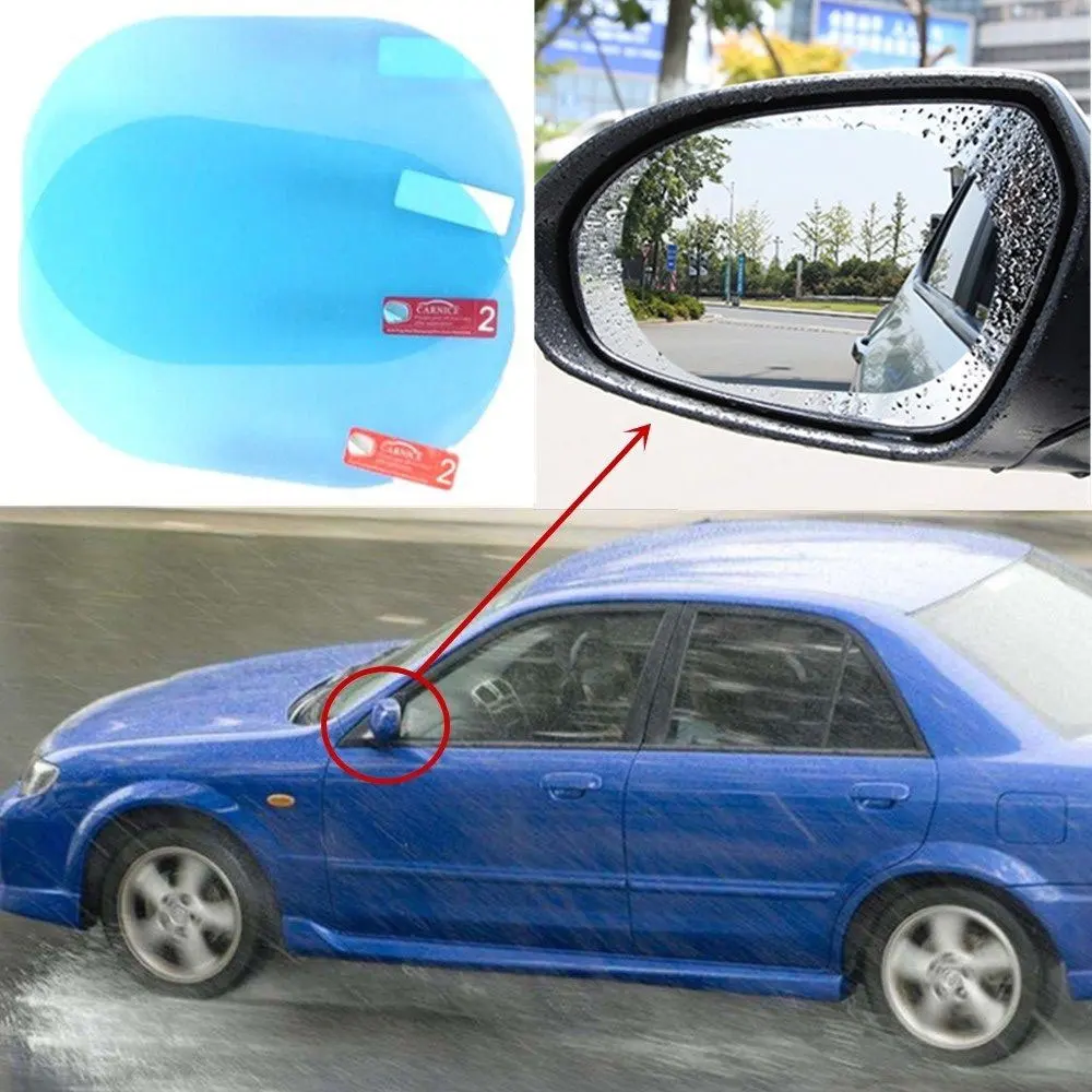 

universal 2pcs Car Rearview Mirror Protective Films, Waterproof Rainproof Mirror Membrane Anti-fog/Anti-scratch Car Mirror Film