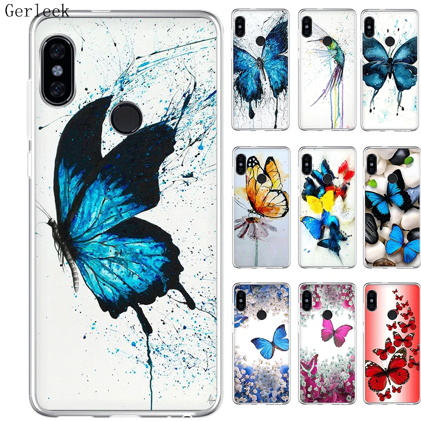 mobile Phone Case For Xiaomi Redmi Note 6 7 3 Pro 4 4X 5 5A Cover Blue Butterfly Bag Shell | Мобильные телефоны и