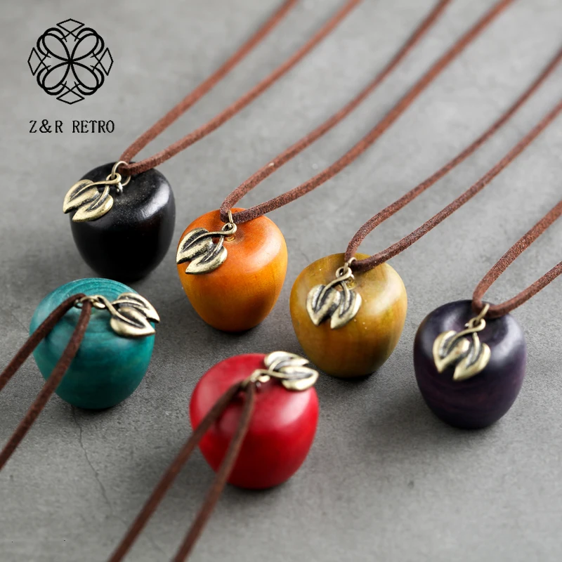 Colores manzana fruta declaración Collar para mujeres gargantillas hoja de planta colgante cuerda joyería colgante collares y colgantes 2020|Collares colgantes| - AliExpress