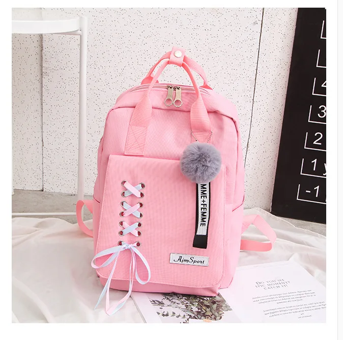 

Harajuku Oxford Backpack Ribbon Girl School Bags For Teenage College Women Schoolbag High Student Bag