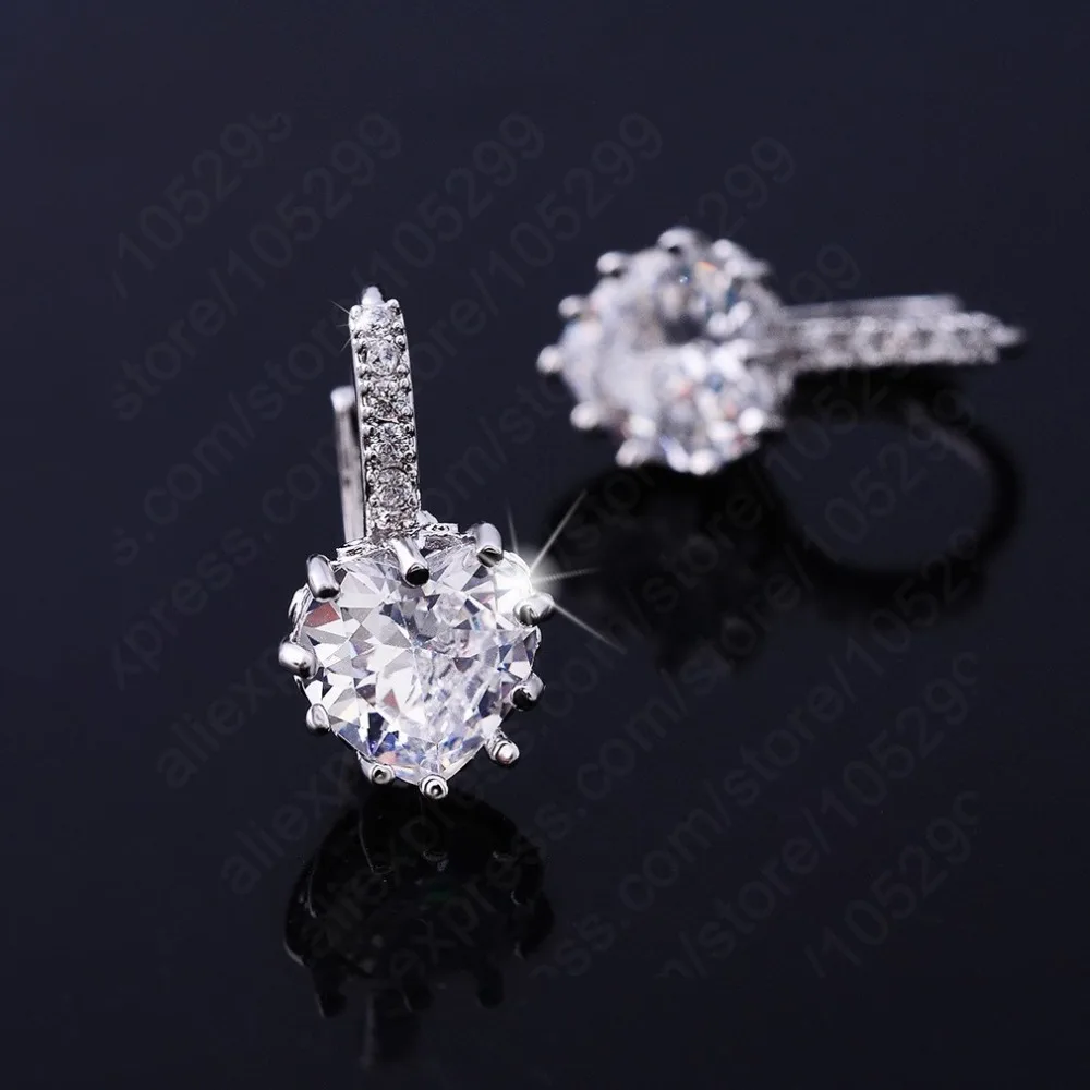 

GIEMI New Brand Design 925 Sterling Silver Hoop Earrings For Women Accessories Wholesale Female Love Heart Crystal Brincos