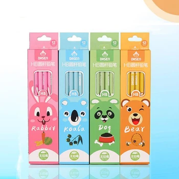 

12 Pcs/pack Cartoon Animal Standard Pencil HB Wooden Lead Pencils for Drawing Sketching Stationery Office School Supplies