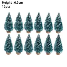 

Small Christmas Tree Fake Pine Tree Santa Snow Frost Village House Christmas Tree 12pcs/pack