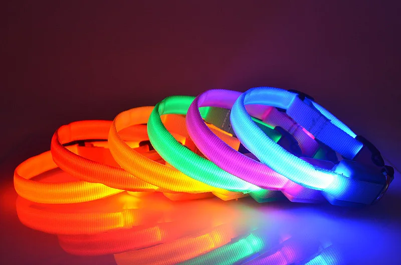 

Pet Supplies LED Pet Dog Cat Collar,Night Safety Flashing Glow In The Dark Dog Leash,Small Dogs Luminous Soild Adjustable Collar
