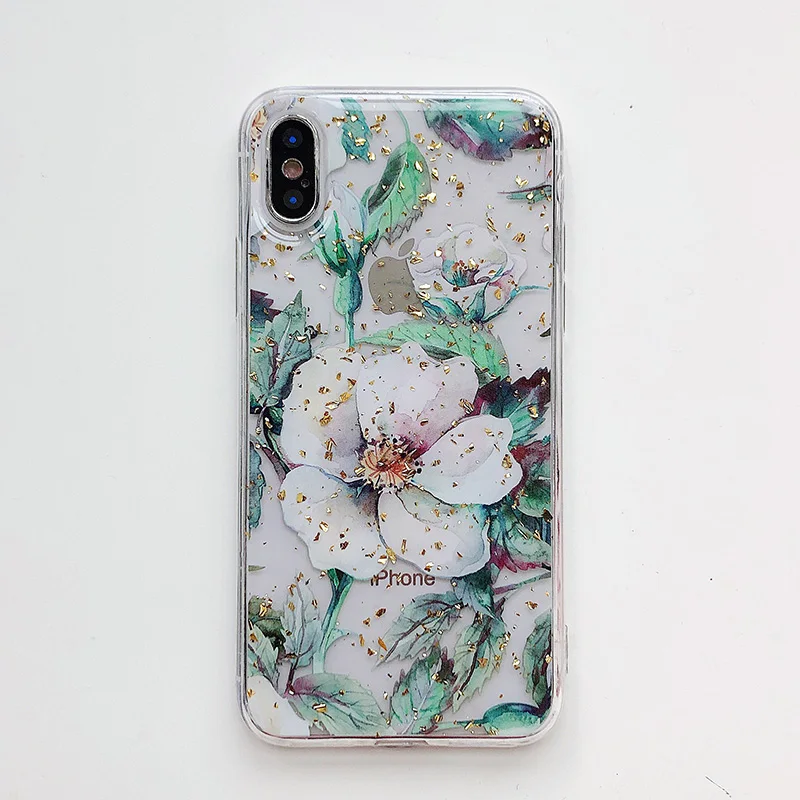 

Luxury Back Cover for iPhone Flowers Pattern Transparent Silicone Case for iPhone XS Max X XR 6 6S 7 8 Plus 4.7/5.5/5.8/6.1/6.5