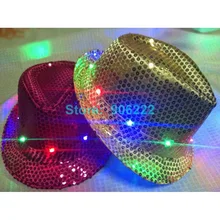 Светящаяся джазовая шляпа игрушка/светодиодный Блестящий шляпка с узкими полями СВЕТОДИОДНЫЙ Мигающий Fedora светящийся мигающий колпачок для дня рождения/бара светящаяся игрушка