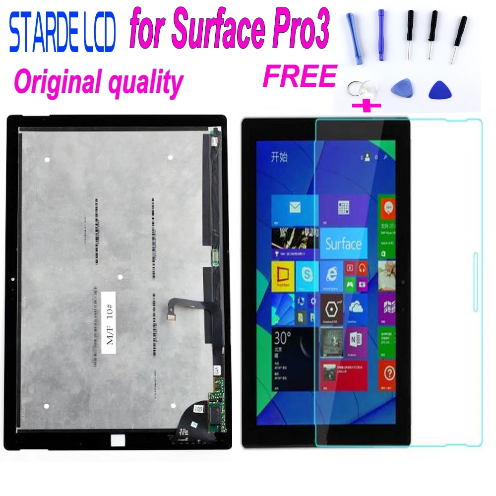 Goede Grade AAA Starde Originele LCD Voor Microsoft Oppervlak Pro3 Pro 3 1631 V1.1 V1.0 Lcd Touch Screen Digitizer Vergadering + glas