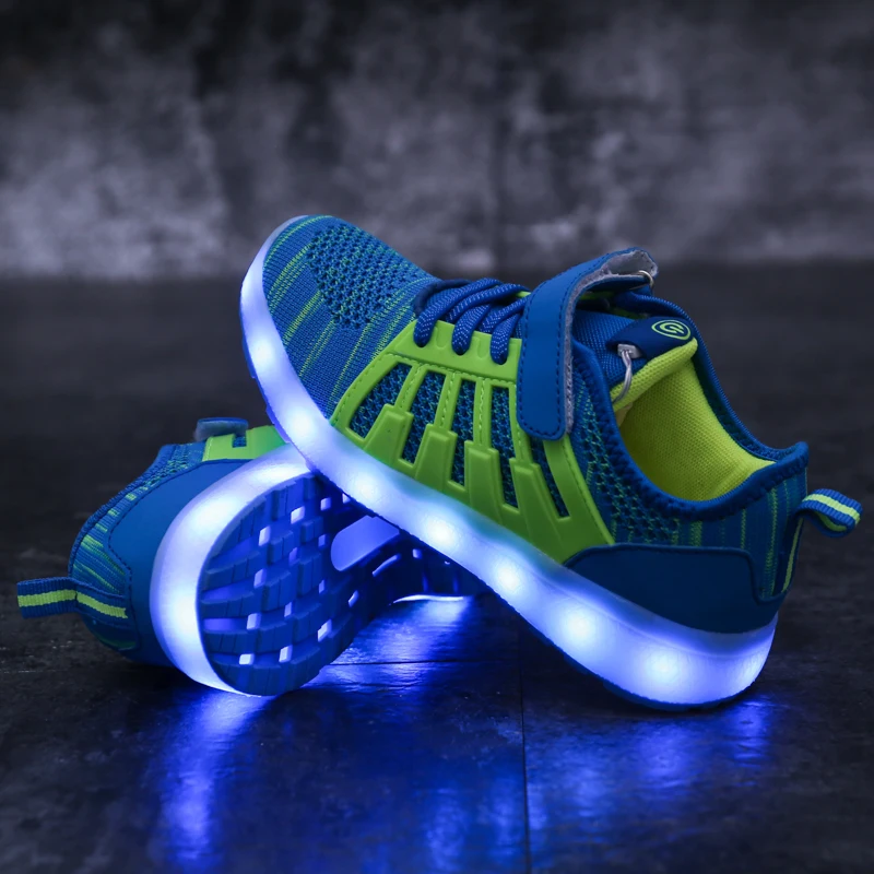 

New Kids USB Luminous Sneakers Glowing Children Lights Up Led Shoes With Led Slippers Girls Illuminated Krasovki Footwear Boys
