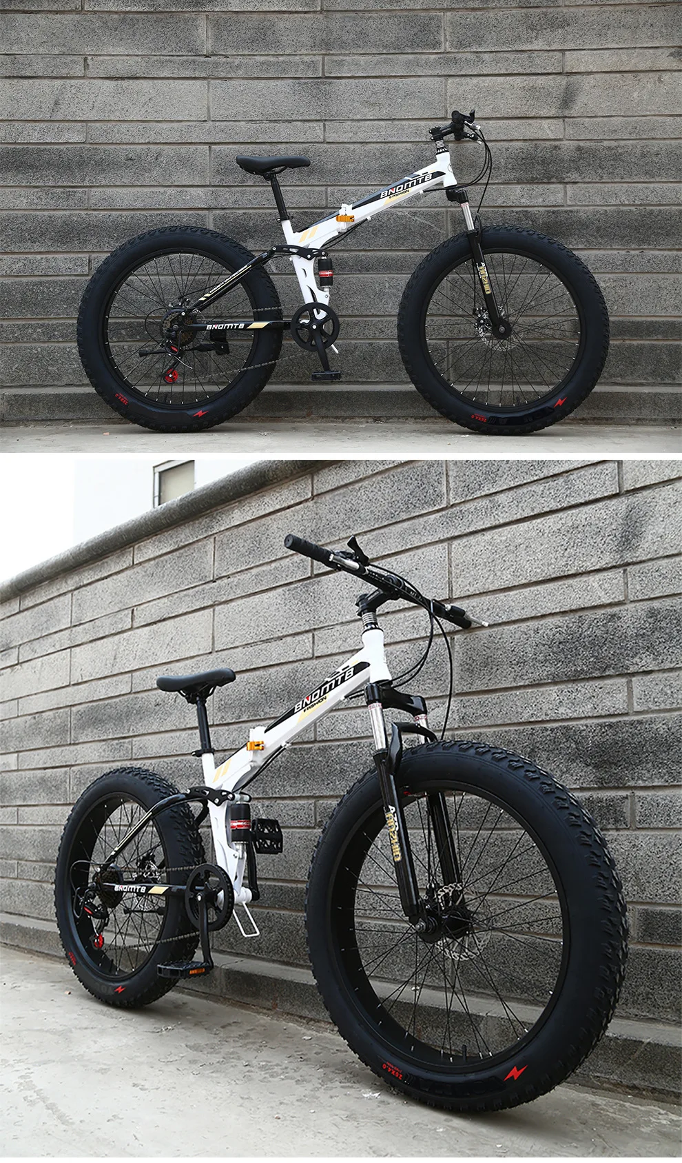Excellent Mountain Bike 24/26inch Folding Bike Road Bike Double Disc Brakes Folding Mountain Bikes Student Bicycle 4.0 Wide Wheel Fat Tire 9