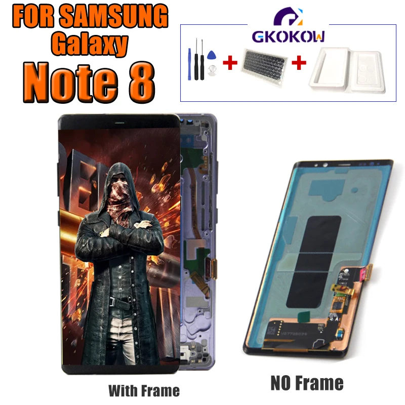 

New 6.3" Original SUPER AMOLED Display For SAMSUNG Galaxy NOTE8 LCD N950 N950F Display Touch Screen Replacement Parts+Frame