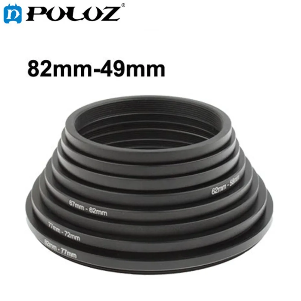 

PULUZ 8 PCs 82mm-49mm Lens Stepping Rings Metal Step down Rings Lens Adapter Filter Set