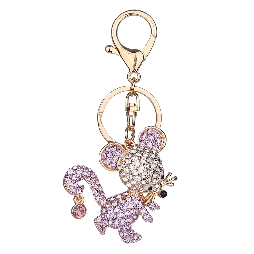 

Cute Mouse Rhinestone Keyring Keychain Women Car Key Holder Bag Pendant Gift