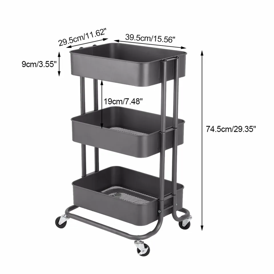 3 Tiers Height Adjule Storage Rack Trolley Sy Cart Slim 3 Tiers Height Adjule Storage Rack