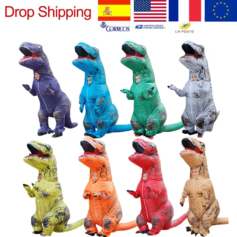 Gift Adults Kids T-REX Inflatable Dinosaur Costume Christmas Jurassic Blow up