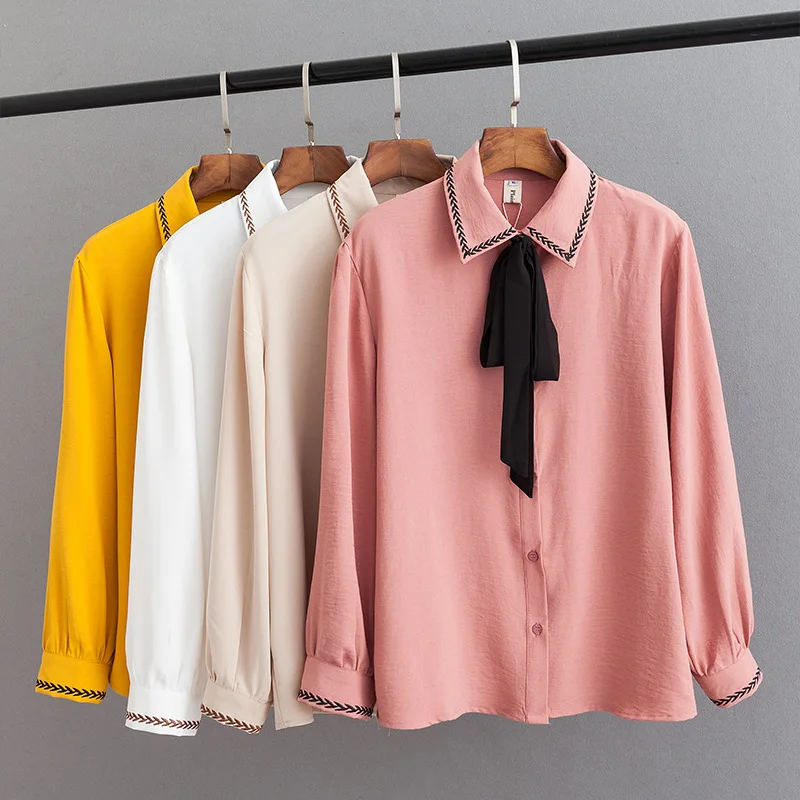 2019 Plus Size Casual Blouses Spring Women Clothing Fashion Loose Long Sleeve Shirts F71-1065 |