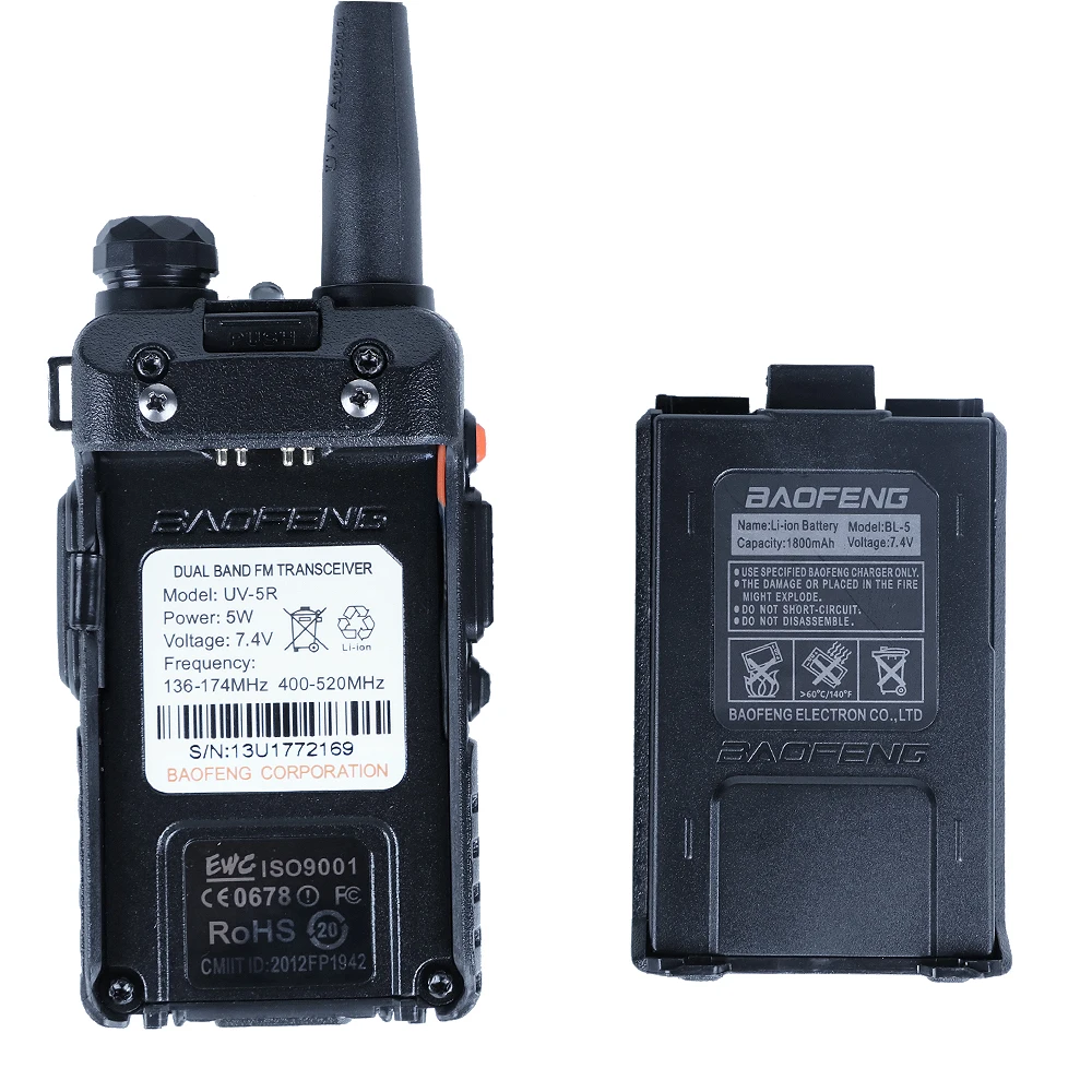 2 шт. baofeng уф-5r Walkie Talkie рации 128 Dual Band UHF& VHF 136-174 МГц и 400-520 МГц Baofeng УФ-5R портативна Рация 5 Вт Двухстороннее радио для рации рация баофенг uv-5r