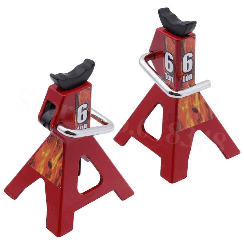 

2pcs Metal 6 Ton Scale Jack Stands Height Adjustable Repairing Tool For 1/10 RC Crawler Truck Trx-4 Trx4 Axial SCX10