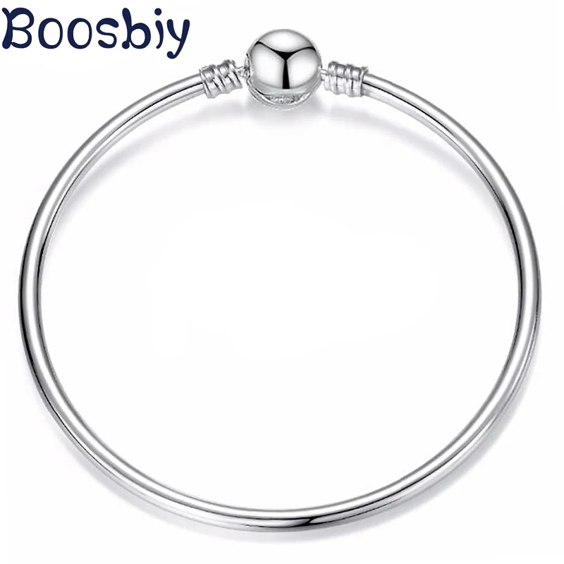 

Boosbiy Hot Sale Handmade Silver Plated Charm Bracelet Fits DIY Snake Chain Pandora Bracelets & Bangles For Women Jewelry Gift