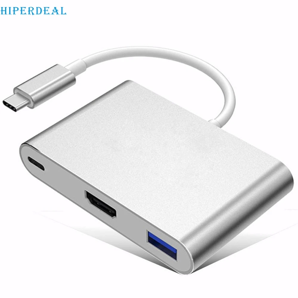 

HIPERDEAL New puertos usb multiples Type C USB 3.1 to USB-C 4K HDMI USB3.0 Adapter 3 in 1 Hub For Apple Macbook Shipping