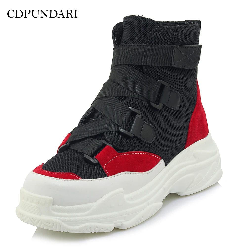 

CDPUNDARI Cross strap Ankle boots for women Platform boots Ladies spring Sneakers shoes woman