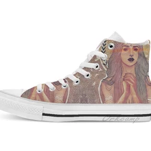 Птицы и молиться девушка Высокие парусиновые туфли на плоской подошве; повседневная обувь на заказ; Прямая