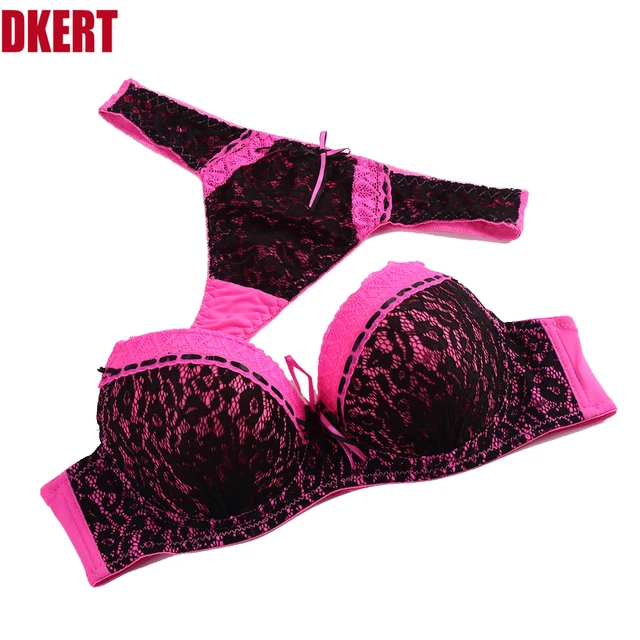 DKERT ABC sexy G string bra set lace push up thong women underwear