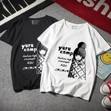 Новинка; футболка для косплея из аниме «Yuru Camp»; футболка Shima Rin; летние хлопковые футболки с короткими рукавами