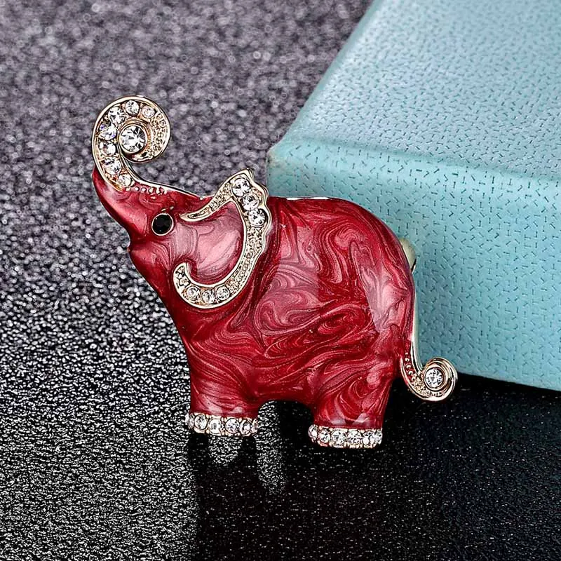 

zlxgirl luxury cute red Elephant Shape Brooch jewelry for men's couple gifts fashion Enamel animal hijab pins scarf pins broches