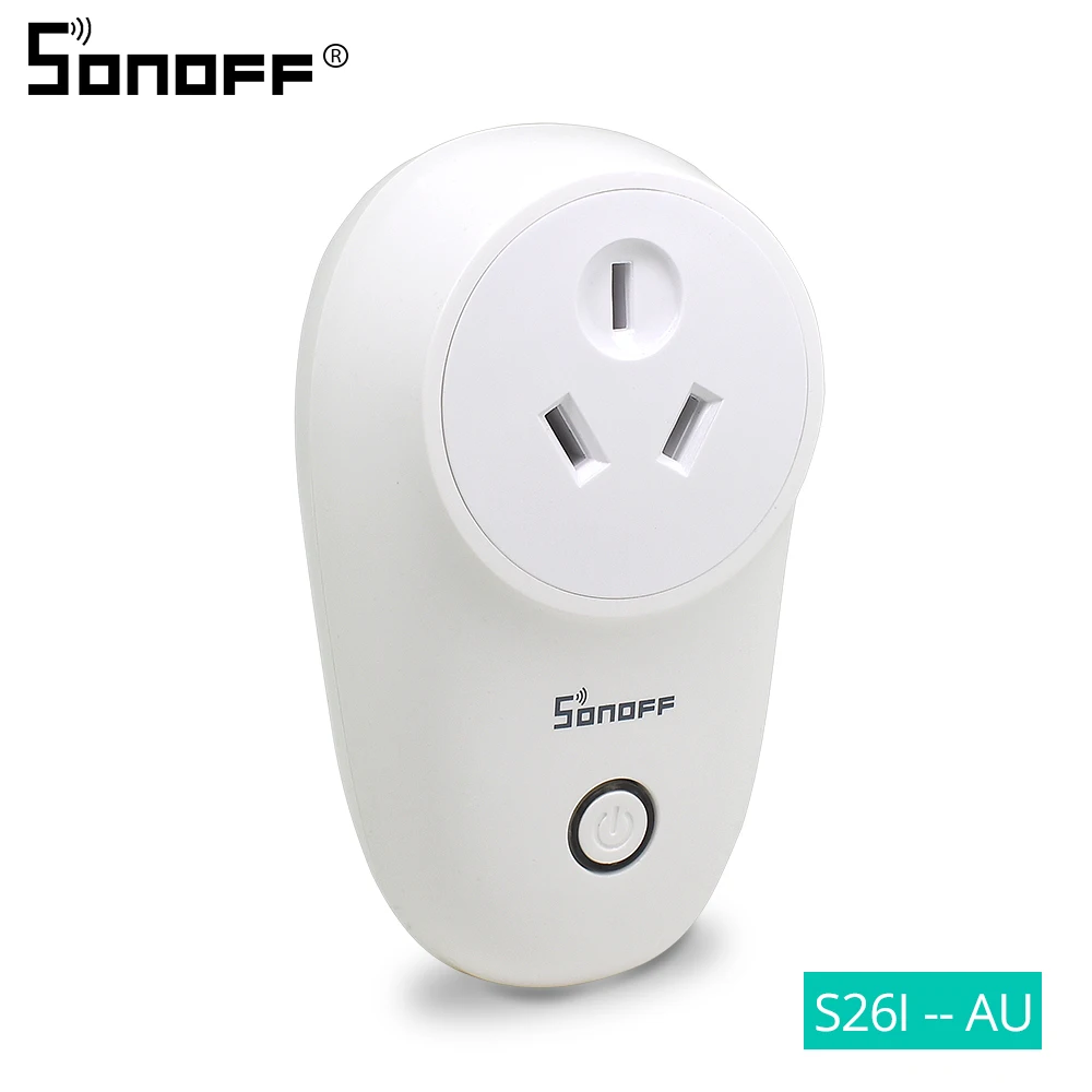 Sonoff S26 Базовая WiFi умная розетка AU/CN/EU/UK/US Беспроводная вилка умный дом переключатель питания розетки работают с Alexa Google Assistant