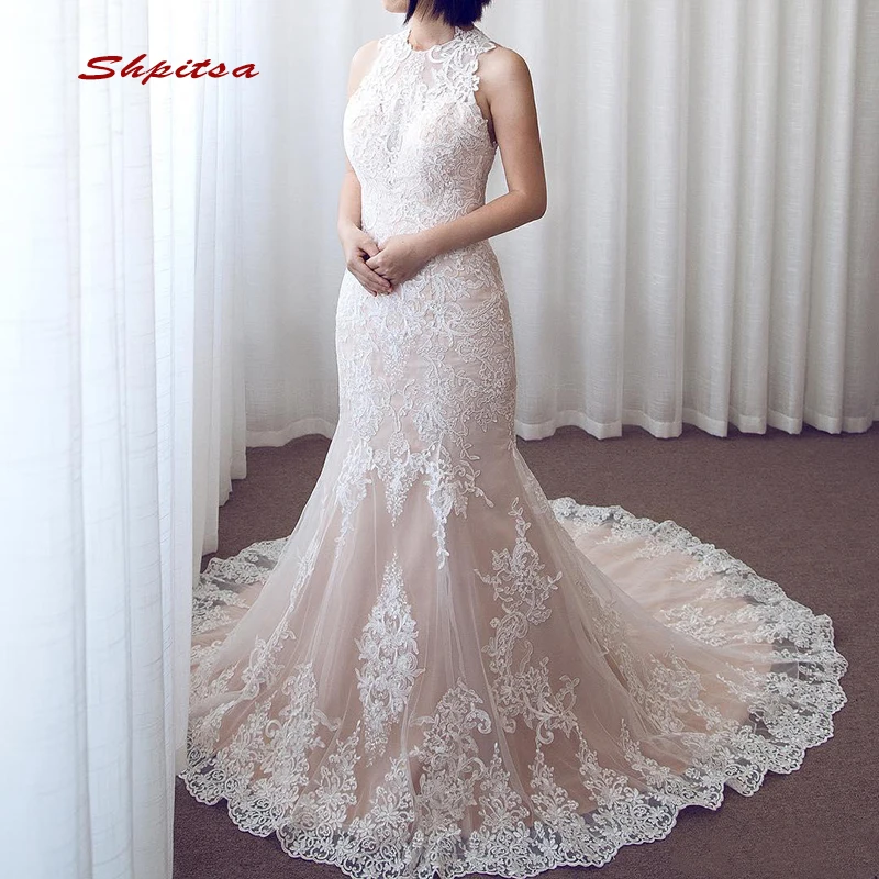 

Lace Mermaid Wedding Dresses Vintage Plus Size Bride Bridal Weding Weeding Dresses Wedding Gowns 2019