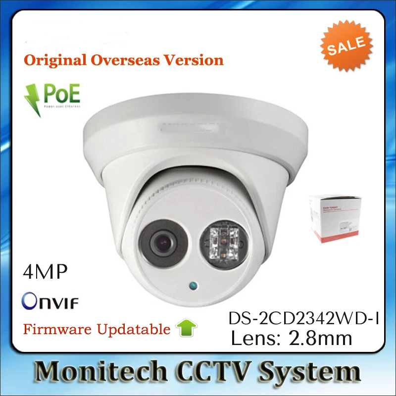 Newest HIK English Version Updatable DS-2CD2342WD-I Mini ONVIF POE Outdoor 4MP 1080P WDR EXIR Turret Dome Network CCTV IP Camera