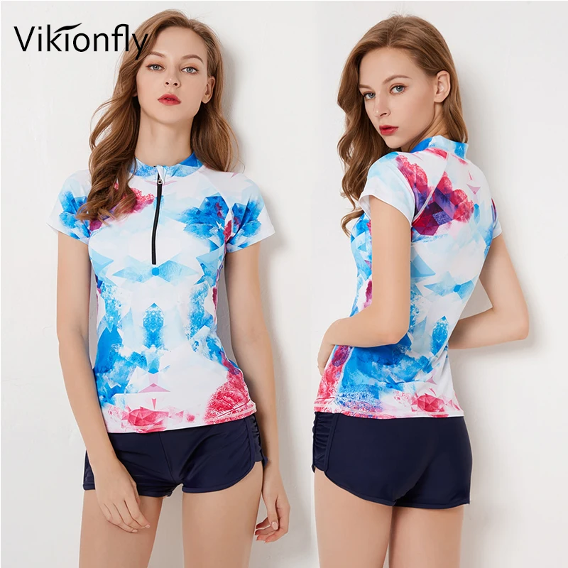 Günstig Vikionfly Große Tankini Badeanzüge Frauen Plus Size Bademode 2020 Langarm Retro Hohe Taille Badeanzüge Schwimmen Anzug Mit Shorts