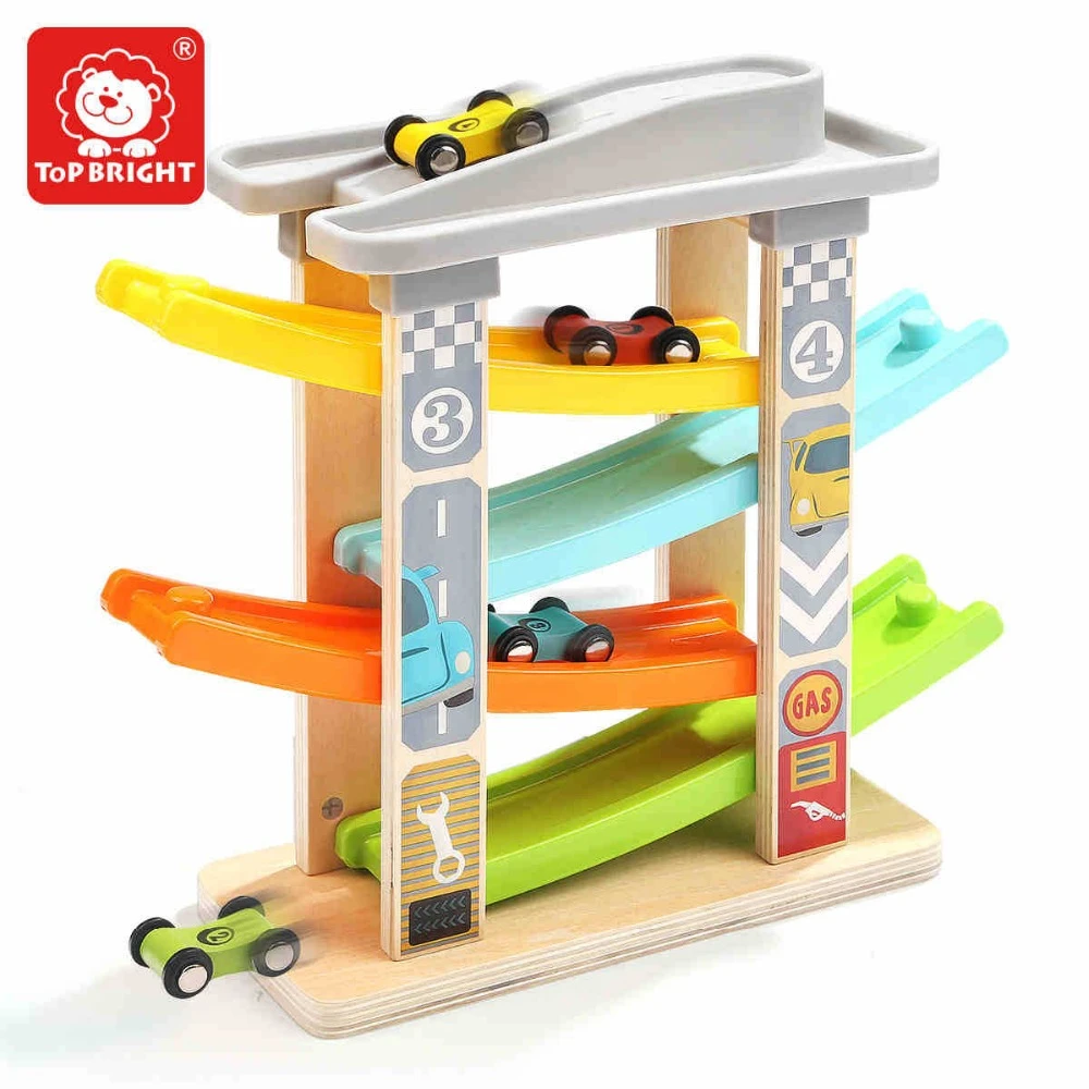 top bright wooden race track