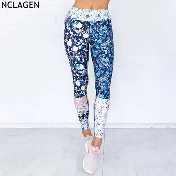 

NCLAGEN 2018 New Women Fashion Leggins Flowers Print Sexy Slim Fit Casual Capris Elastic Fitness Workout Leggings For Woman