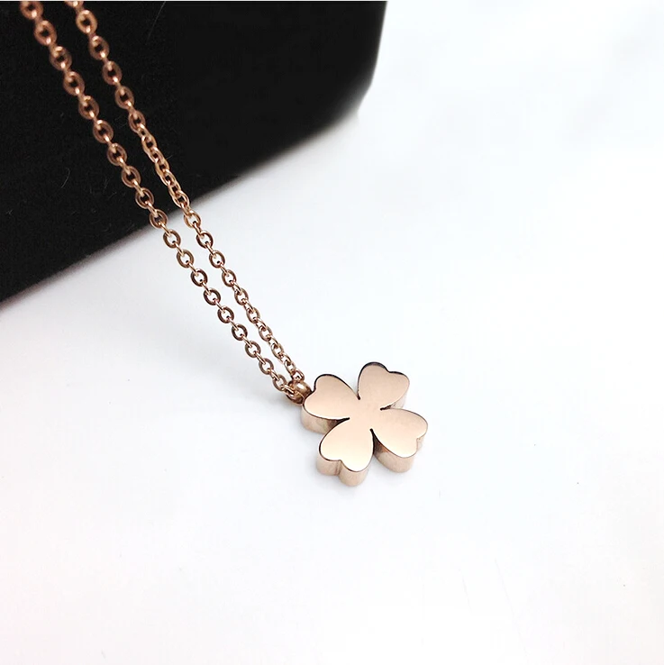 

YUNRUO Fashion Brand Rose Gold Silver Color Woman Jewelry Flower Pendant Necklace 316L Stainless Steel Bijouterie High Polish