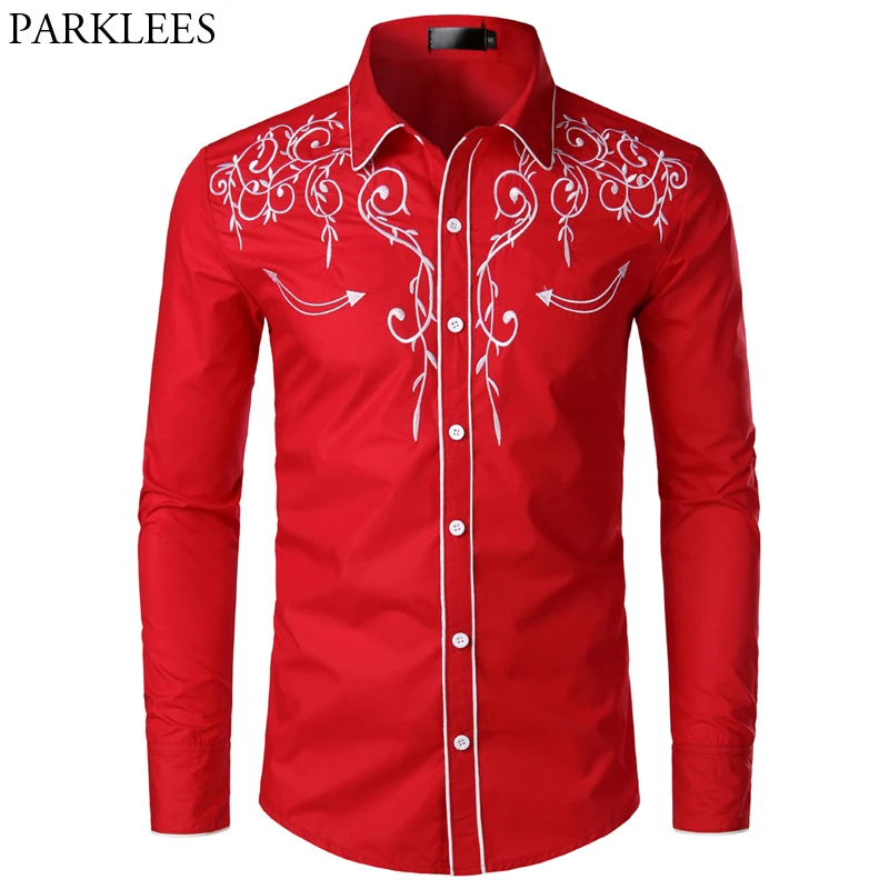 Floral Embroidery Red Tuxedo Shirt Male 2019 Brand Slim Long Sleeve Mens Dress Shirts Chemise Homme Wedding Party Shirt for Men Floral Embroidery Red Tuxedo Shirt Male 2019 Brand Slim Long Sleeve Mens Dress Shirts Chemise Homme Wedding Party Shirt for Men