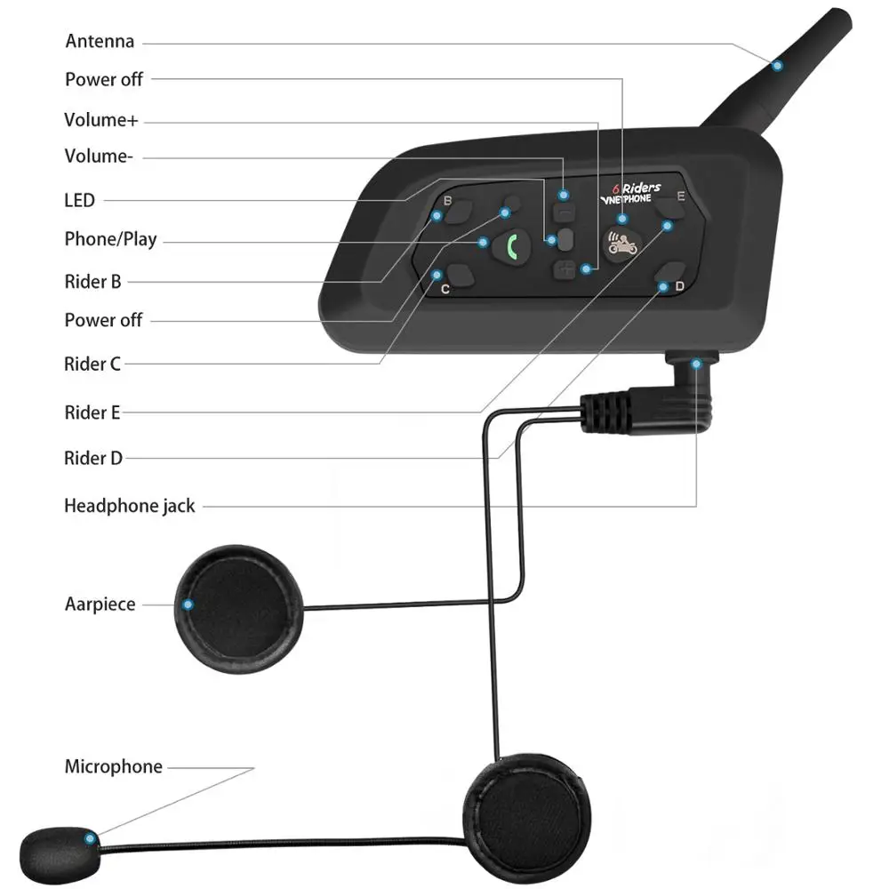 WINTUWAY V6 мульти переговорные 600 м Мотоциклетный Bluetooth Шлем Интерком Intercomunicador мото ммнес гарнитура для 6 райдеров