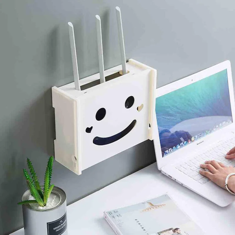 

Home Creative Wall Mount Wireless Wifi Router Box Plastic Wall Shelf Hanging Plug Board Bracket Storage Box Organizer