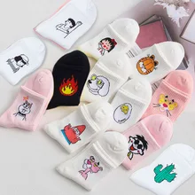 Забавный принт с животными, фрукты, ананас, уличная одежда, комплект коротких носков, мультяшный корейский стиль, Женские Дышащие носки Harajuku Cool Sox