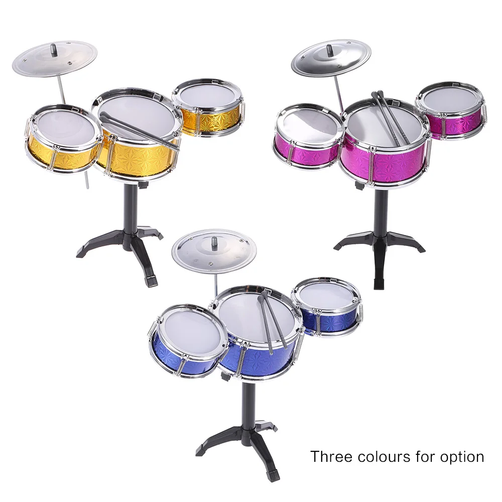Для детей Desktop Барабаны 3 Барабаны музыкальный инструмент игрушка с небольшой тарелки Барабаны Щупы для мангала
