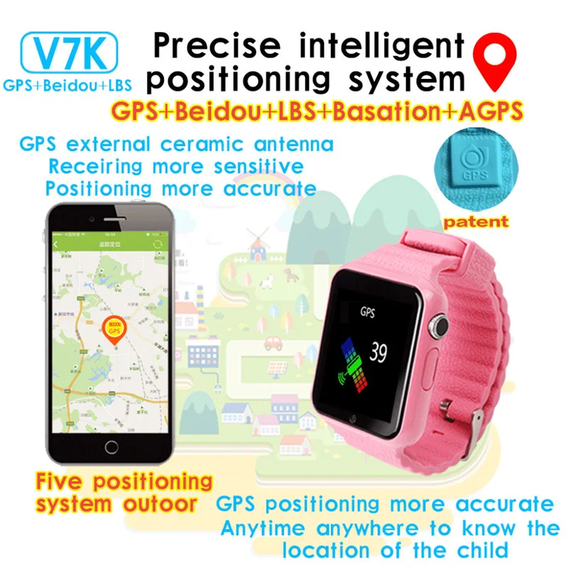Детские Смарт часы с GPS и камерой поддержка SIM TF SOS трекер местоположения V7K для