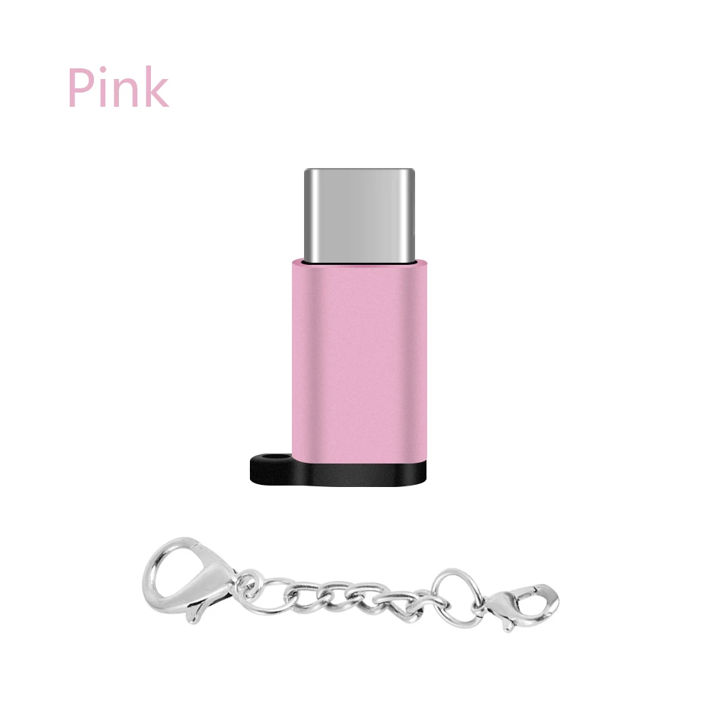 Брелок конвертер тип-c OTG адаптер Micro USB Женский USB-C Мужской USB 3,1 для Android huawei смартфон разъем прочный - Цвет: pink