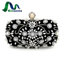 Vintage Perle Hochzeit Geldbörse Weiß Diamant Tasche Schwarz Perlen Kupplungen Kleine Frauen Handtaschen Mädchen Partei Taschen Lady Abend-handtasche