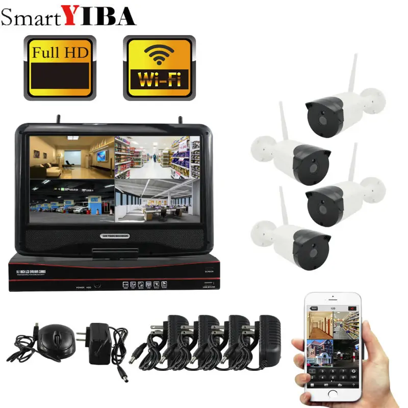 

SmartYIBA Wifi 960p Ip Camera Security Home System 4CH 1.3MP Outdoor Street Ip Wireless Camera NVR kit Android/IOS P2P View