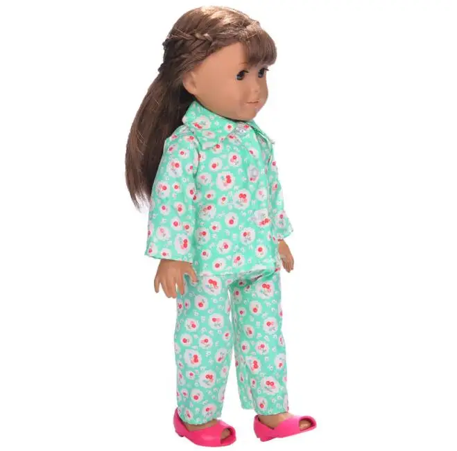 Кукольная Пижама, ночная рубашка, одежда для сна, комплект из топа и штанов для девочек 18 дюймов, кукла или 43 см