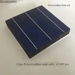 12 шт. поликристаллического Солнечная батарея 4,46 Вт/шт. 0,5 В Высокая effencicy 156 мм паниэль солнечных батарей для diy 5 В 6 В солнечное зарядное