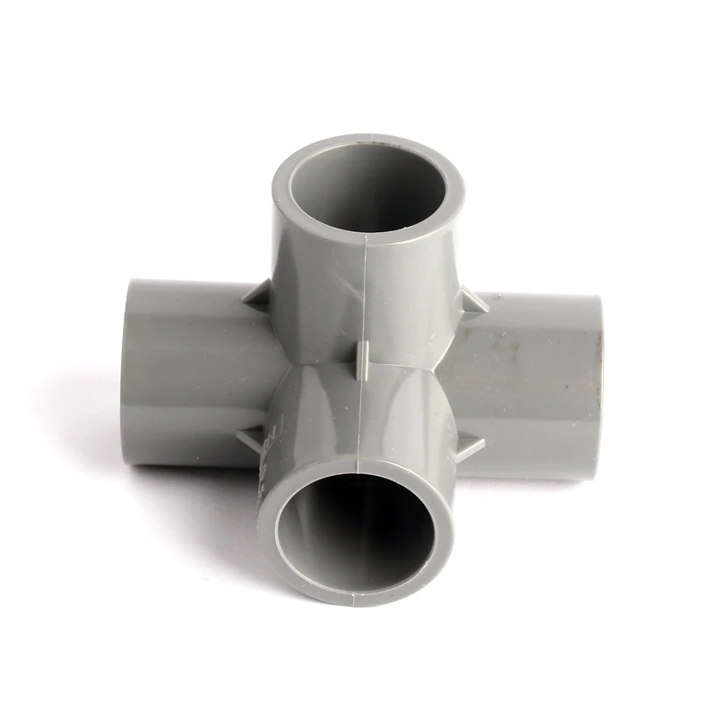 1pc Inner Diameter 25mm PVC Joints Grey PVC Three Dimensional Cross