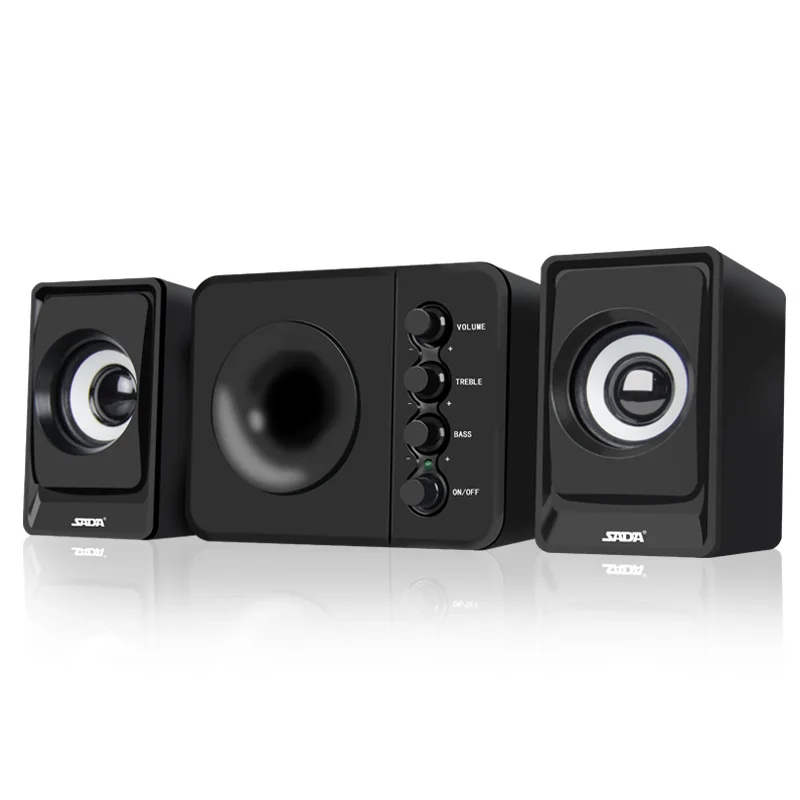Billige SADA D 205 2,1 Computer Lautsprecher mit Subwoofer Beste für Musik, Filme, Multimedia PC und Gaming Systeme