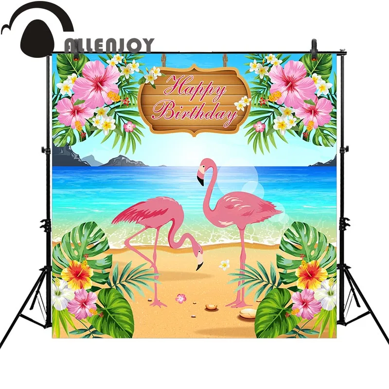 Allenjoy Flamingo beach photography backdrop new cartoon colorful birthday party banner children background photobooth photocall allenjoy photo backdrop flower wedding love glitter pink background fantasy props for newborn photocall photobooth customize