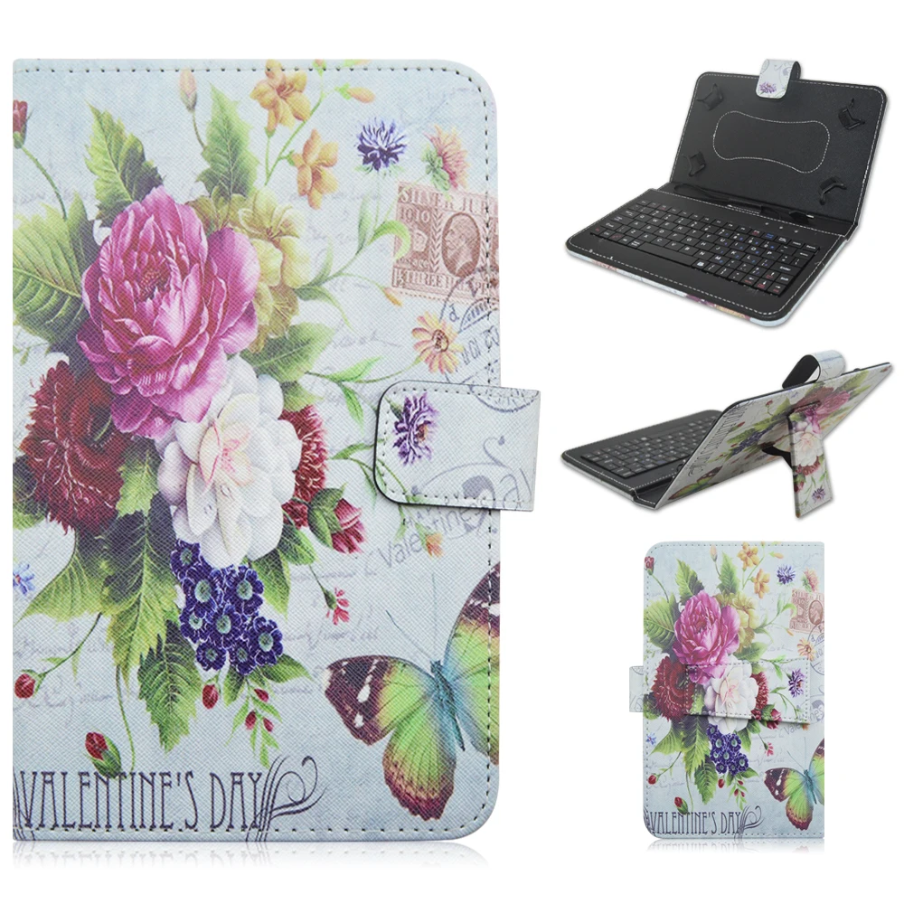 

3706 PU Leather Material Stand Case with Micro USB Interface Keyboard for 7-7.9 inch Tablet PC